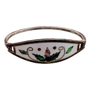 Alpaca Silver Mexico Abalone Inlay Vintage Bracelet
